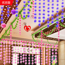 Shop ceiling roof ceiling ceiling scene layout Tanabata Valentines Day decoration flower pendant window hanging decoration