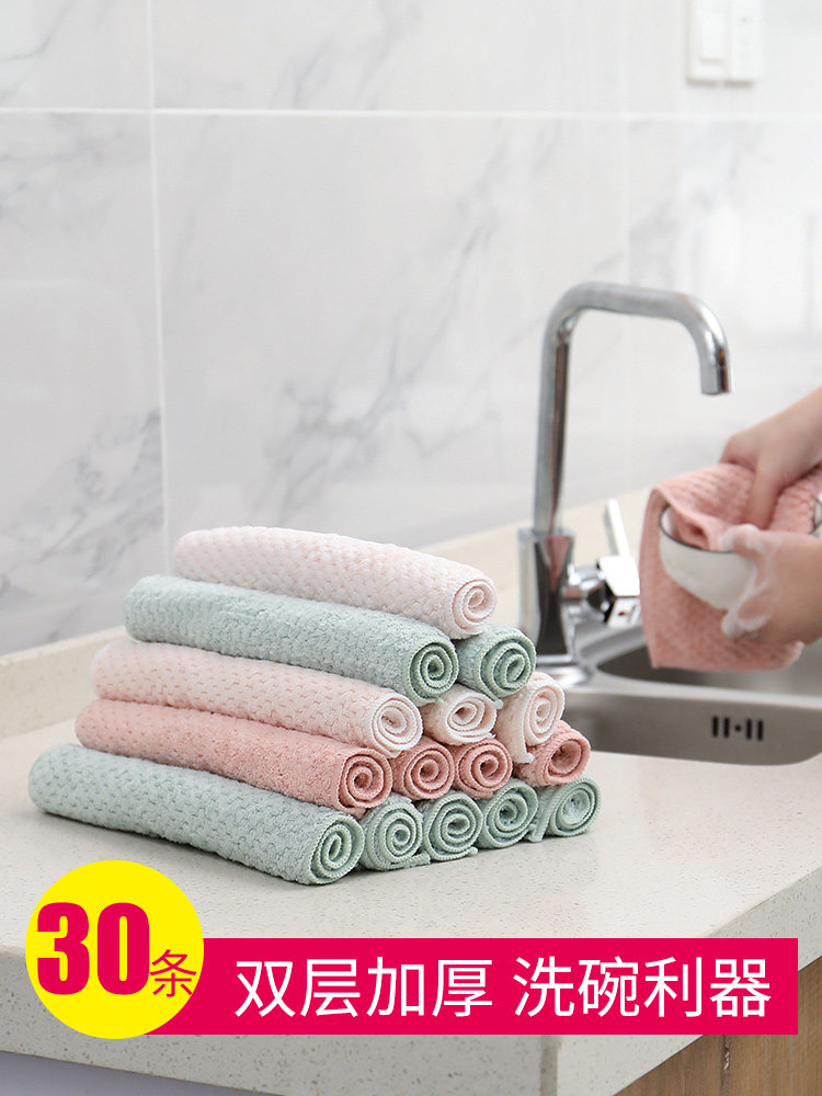 Thickened home rag kitchen not stained with oil dishcloth household cleaning cloth water-absorbent with no-sweater tablecloths cloth