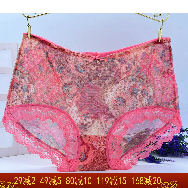 Box of 2 Funilai women's panties sexy breathable mesh gauze lace mid-waist boxer trousers 2623