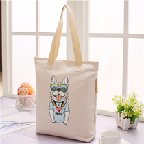 Japan-ROK ulzzang Canvas Buns womens single shoulder bag Canvas Bag Hand-painted Custom Logo cloth for shopping bags