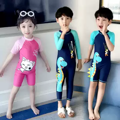 Children's swimsuit girl Summer middle child 2021 New Korean boy swimsuit one short sleeve child cute