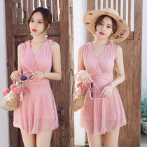One-piece swimsuit female summer cover belly fairy 2021 new fashion swimwear Korean ins Japanese cute simple tide