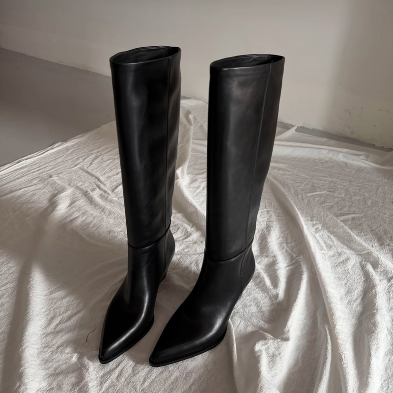 Pointed-Toe Boots for Women, This Year's Popular Ydd Knee-High Boots for Petite Women, High-Top Riding Boots, High-Heeled Long Boots