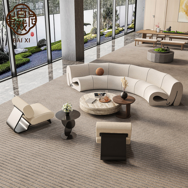 Hotel Lobby Sofa with Water Ripple Pattern, Special-Shaped Sofa for Guesthouses, Beauty Salons, Clubs, Medical Beauty Halls, Designer Curved Sofa