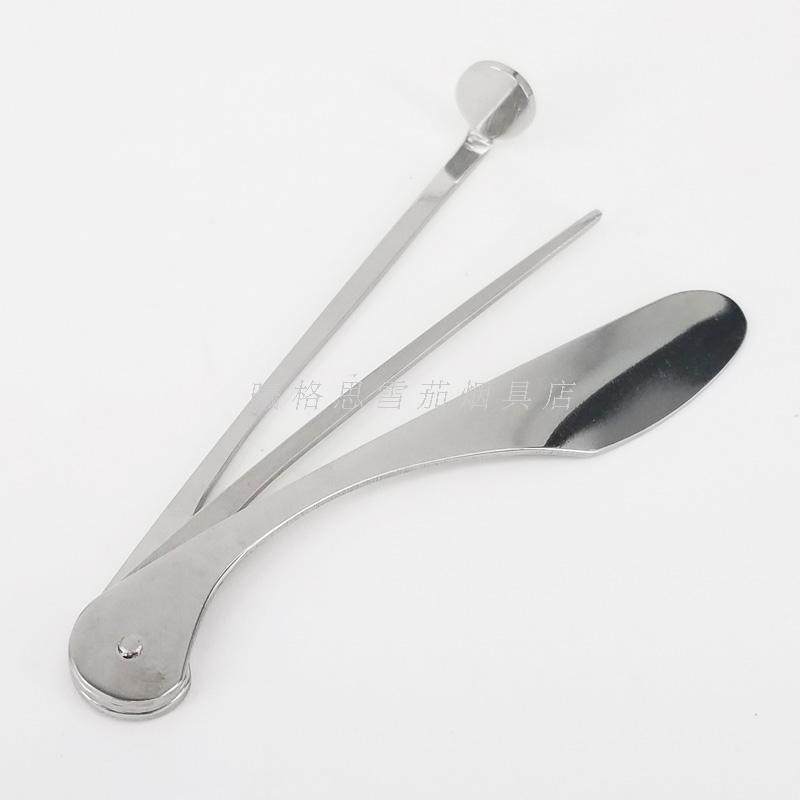 Smoking tobacco fighting cleaning tools Stainless Steel Triple Open Tobacco Bucket Scraper Tobacco baton stone Nangwood Tobacco Bullfighting Supplies