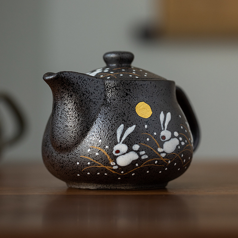 Spot Japan imported Kutani fired filter tea in urgent need of pot Japanese retro handmade snow bird ceramic kung fu tea set