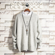 Sugar rose 20 geometric triangle embroidered crew neck sweater male loose wild Korean version of the student autumn and winter clothing