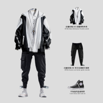 White Sugar Rose 2022 Workwear Pants Jacket Spring Autumn Season Matching Suit Students Handsome Tide Sign Collage Coat