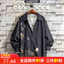 BTMG Sugar Rose 22 Chinese Style Retro Floral Design Niche Shirt Mens Spring and Autumn Wear Tops