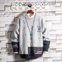 Sugar rose special splashing ink color sweater mens autumn and winter youth tide brand Korean version of loose bottom knitwear