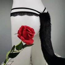 New low waist fine with sexy lace pants for changing dress pseudo-Lady U-style Spice Fox Fur tail seductive Tiny pants