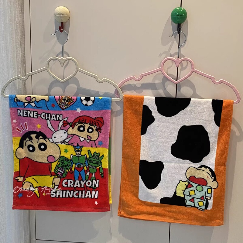 Crayon Shin-Chan Long Cotton Towel for Women, Absorbent Thin Face Towel, Cute Cartoon Pure Cotton Face Towel, Sports Sweat Towel