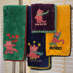 Cute Kitten Face Towel, Super Absorbent, Quick-Drying, Soft Face Towel for Girls, Coral Velvet Hand Towel, Handkerchief