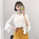 Chiffon white shirt female design sense niche Korean version loose spring and autumn fashion foreign style super fairy trumpet sleeve top summer