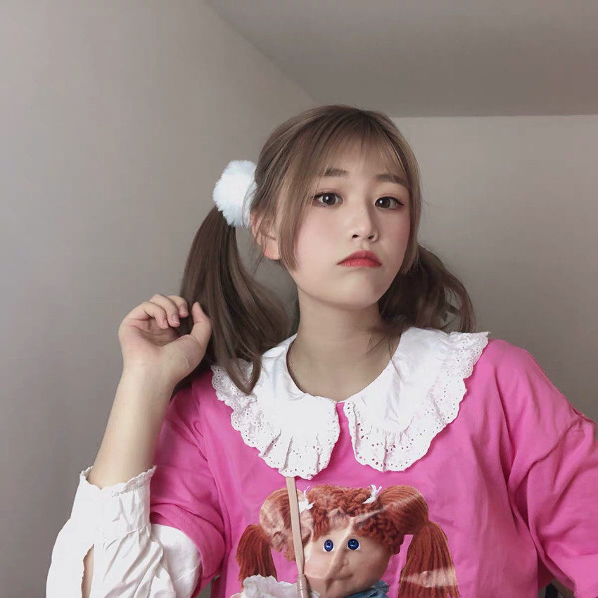 White plush hair ring double horsetail plush hair ring cute girl lolita lolita hair accessories adorable teenage hair accessories