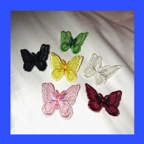 Gothic retro Hong Kong style hand embroidery three-dimensional double-layer lace butterfly brooch hairpin duckbill clip fairy earrings