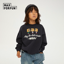 MAXFORFUN Clothing Stick Series Children Plus Velvet Jersey Boy 100 Lap Blouses Paper Bag Little Man Autumn Winter Sweatshirt