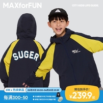 MAXforFUN childrens clothing 24 spring and summer childrens assault jacket suger windproof outdoor color matching hooded boys and girls