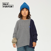MAXFORFUN Child Clothing Stick Series Children Sweater Boy Stitched Knitwear Knitwear Irregular Blouse Autumn Winter