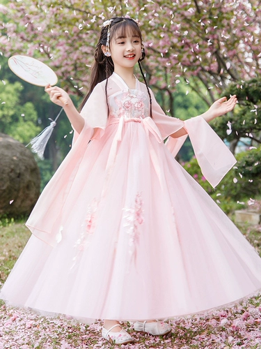 Династия Хань для девочек, новинка 2025 года, летняя одежда, детский костюм, костюм супер феи Тан, костюм в китайском стиле для маленьких девочек, летняя одежда