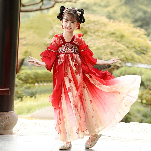 Hanfu, новинка 2025 года, детское платье для девочек, летнее платье для девочек, новый старинный костюм в национальном стиле, платье принцессы, летняя юбка в старинном стиле