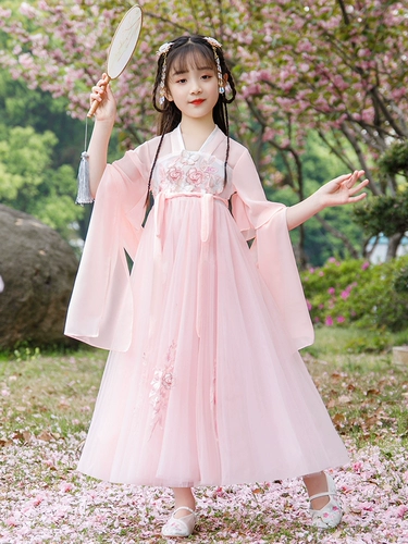 Династия Хань для девочек, новинка 2025 года, летняя одежда, детский костюм, костюм супер феи Тан, костюм в китайском стиле для маленьких девочек, летняя одежда