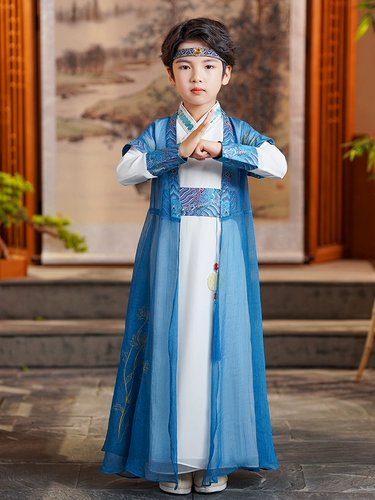 Новый костюм династии Хань для мальчиков, новинка 2025 года, костюм Тан для мальчика, весенне-осенний костюм, детский костюм для маленьких мальчиков, осенний костюм маленького мастера