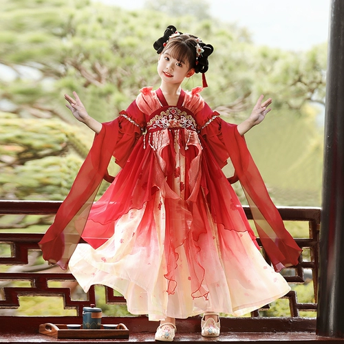 Hanfu, новинка 2025 года, детское платье для девочек, летнее платье для девочек, новый старинный костюм в национальном стиле, платье принцессы, летняя юбка в старинном стиле