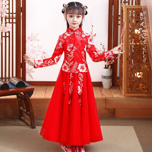 Детское зимнее ханьфу, демисезонный зимний пуховик, китайский стиль