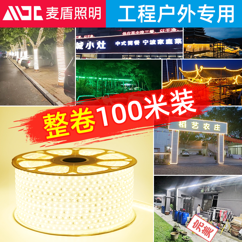 100 meters outdoor waterproof super bright led lights with tri-color change living room decoration home outdoor neon soft strip lights