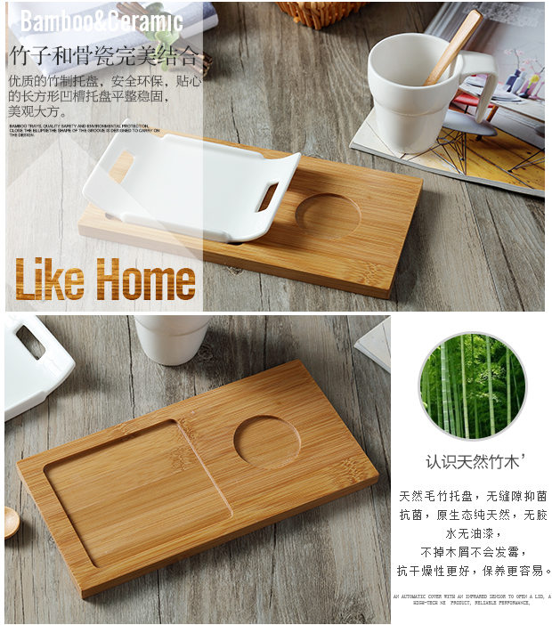 Đơn giản sáng tạo đơn giản cốc cà phê gốm và đĩa đặt cốc và đĩa châu Âu với đĩa gỗ Đĩa trà đỏ Anh đặt với thìa - Tấm khay đựng ấm chén bằng gỗ đẹp