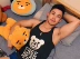 <Được người bán hàng giới thiệu> JJ MALIBU BEARS lưới áo phông in hình gấu màu đỏ - Áo vest