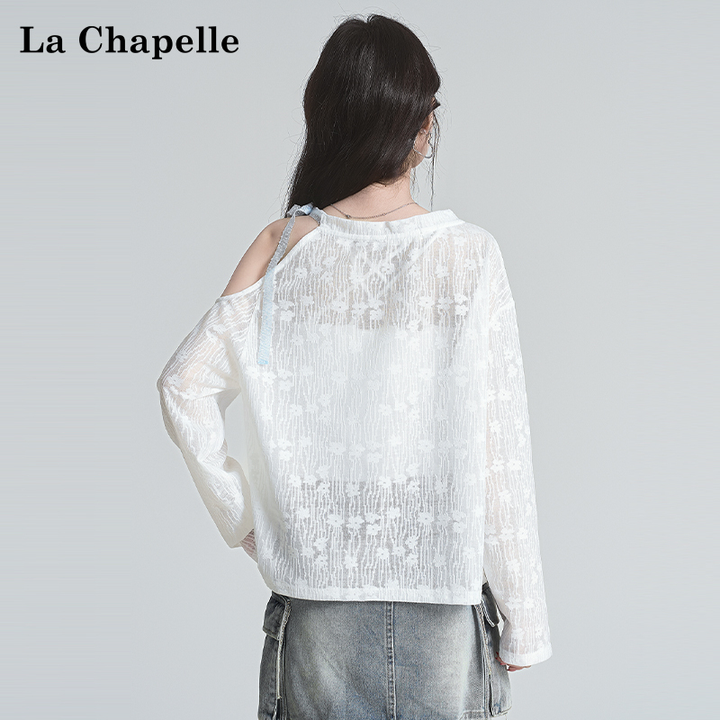 La Chapelle French Style 2025 Spring Gentle Style Round Neck Heavy Lace Thin Lace Jacquard Long-Sleeve T-Shirt for Women La Chapelle French Style 2025 Spring Gentle Style Round Neck Heavy Lace Thin Lace Jacquard Long-Sleeve T-Shirt for Women