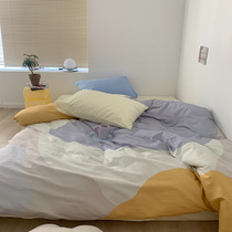 Sea Salt Diary) High-end Morandi Crash Color Four Pieces Of Pure Cotton Full Cotton Printed Soft Three Sets Bedding