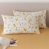 Small fresh crushed flower washed cotton pure cotton pillowcase Summer field plant printed pillow headgear 48 x 74cm single