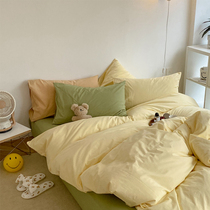 Nordic wind-ins cream Coloured full cotton washed cotton four pieces of pure cotton fresh pure color mix for three sets of beds