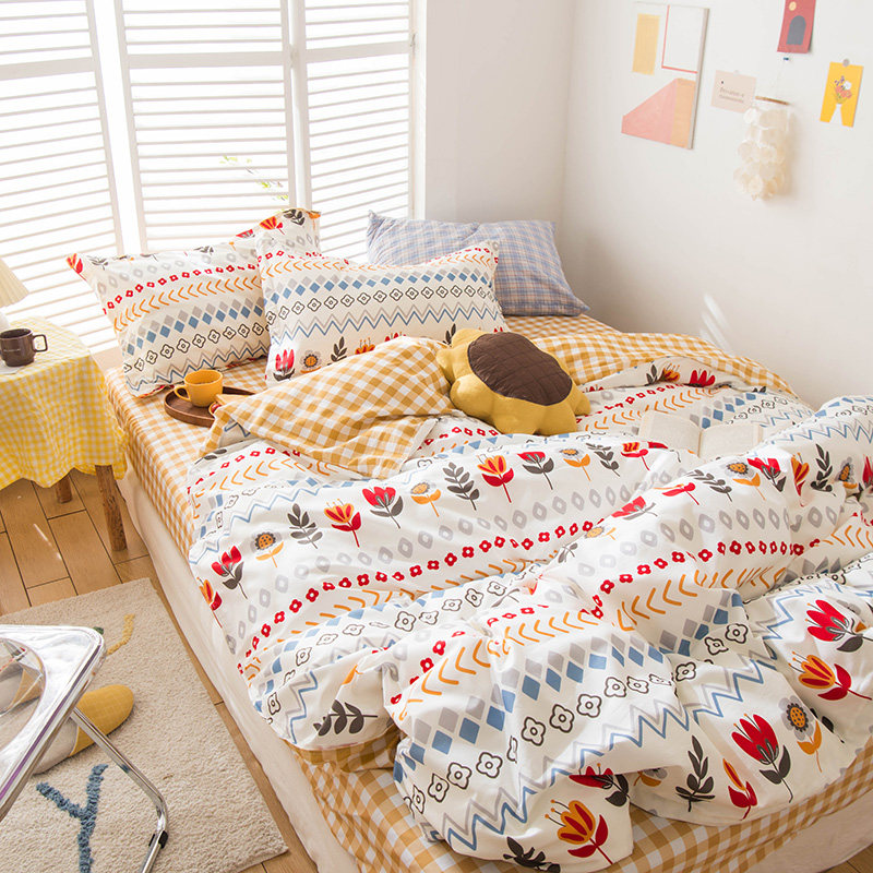 Summer Posey Wind Quilt Cover Four Sets All Cotton Pure Cotton Girl Hearts Nordic Three Style Beds Group Beds 4 Pieces
