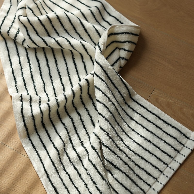 Class A antibacterial black and white fine strips towel pure cotton wash face towels All cotton Home men and women bath towels soft and absorbent