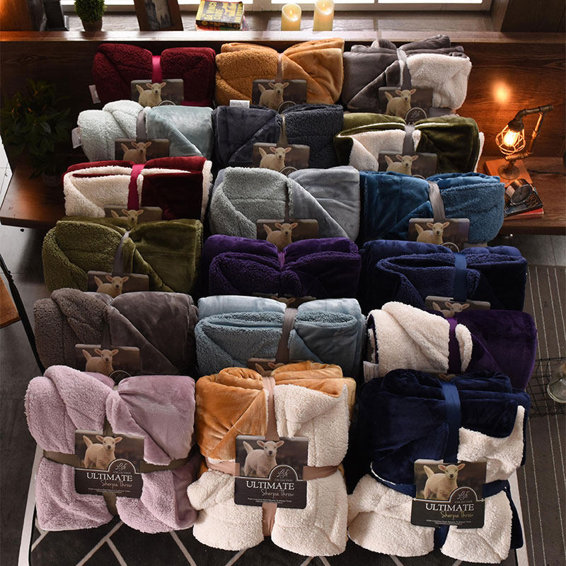 Exit US winter lamb wool blanket double layer thickened warm double single coral suede blanket Blanket Air Conditioning Blanket