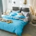 Xuất khẩu 60 bông satin dài chủ lực cotton bốn mảnh cotton màu rắn giường cao cấp 1,8m đơn giản châu Âu - Bộ đồ giường bốn mảnh chăn ga đẹp Bộ đồ giường bốn mảnh