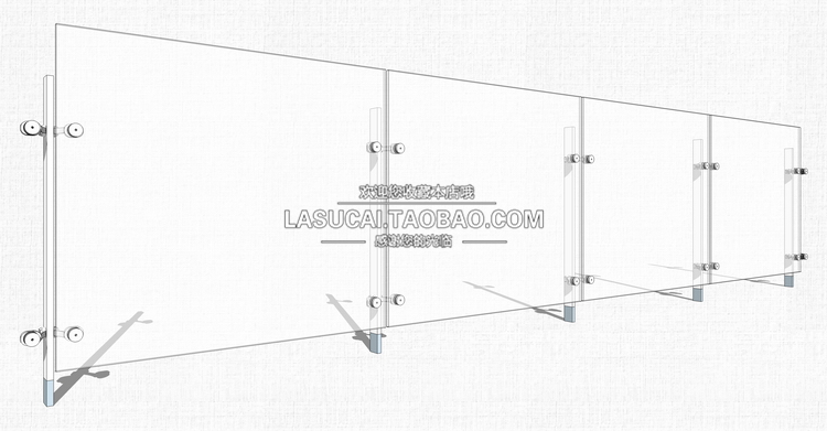 T213不锈钢玻璃栏杆SU模型现代扶手su围挡围栏景观sketchup组...-10