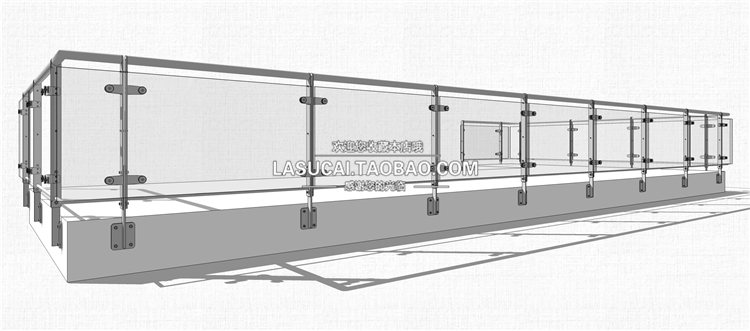 T218园林景观栏杆扶手SU模型玻璃栏杆护栏楼梯扶手不锈钢...-26