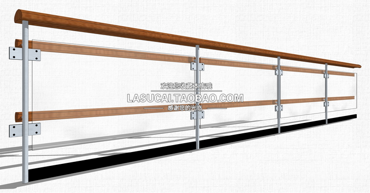 T213不锈钢玻璃栏杆SU模型现代扶手su围挡围栏景观sketchup组...-8
