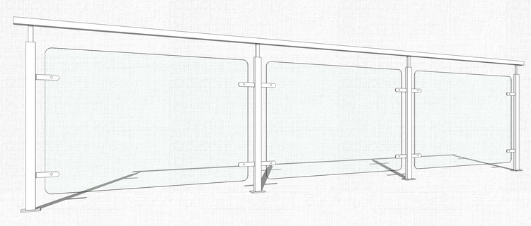 T213不锈钢玻璃栏杆SU模型现代扶手su围挡围栏景观sketchup组...-17