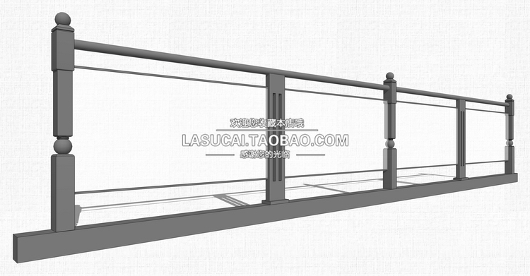 T213不锈钢玻璃栏杆SU模型现代扶手su围挡围栏景观sketchup组...-31