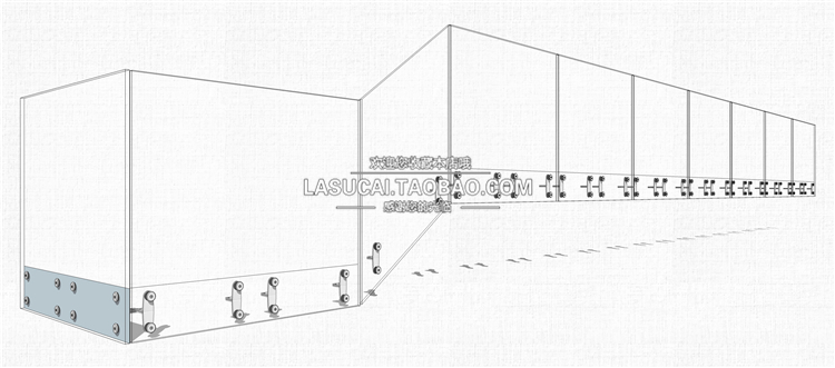 T218园林景观栏杆扶手SU模型玻璃栏杆护栏楼梯扶手不锈钢...-5