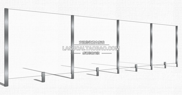 T213不锈钢玻璃栏杆SU模型现代扶手su围挡围栏景观sketchup组...-22