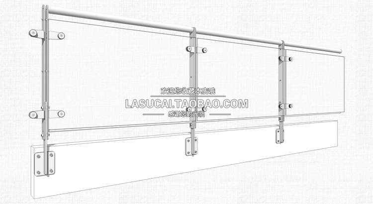 T213不锈钢玻璃栏杆SU模型现代扶手su围挡围栏景观sketchup组...-27