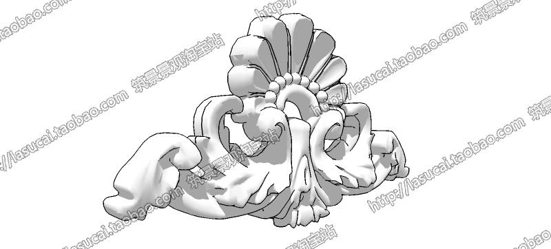 SU组件Sketchup草图大师景观模型欧式建筑石膏线脚构件柱头...-6