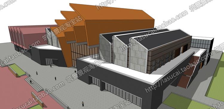 Sketchup组件SU草图大师文化馆公共建筑模型毕业设计建模参...-4